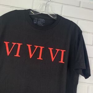 Tee Villain tshirt 666 VI VI VI Roman numerals Satanic ringspun cotton medium